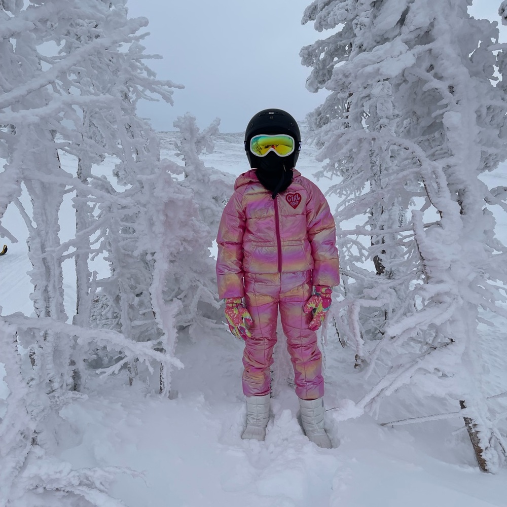 Girls' Pink Winter Snowsuit with Heart Patch